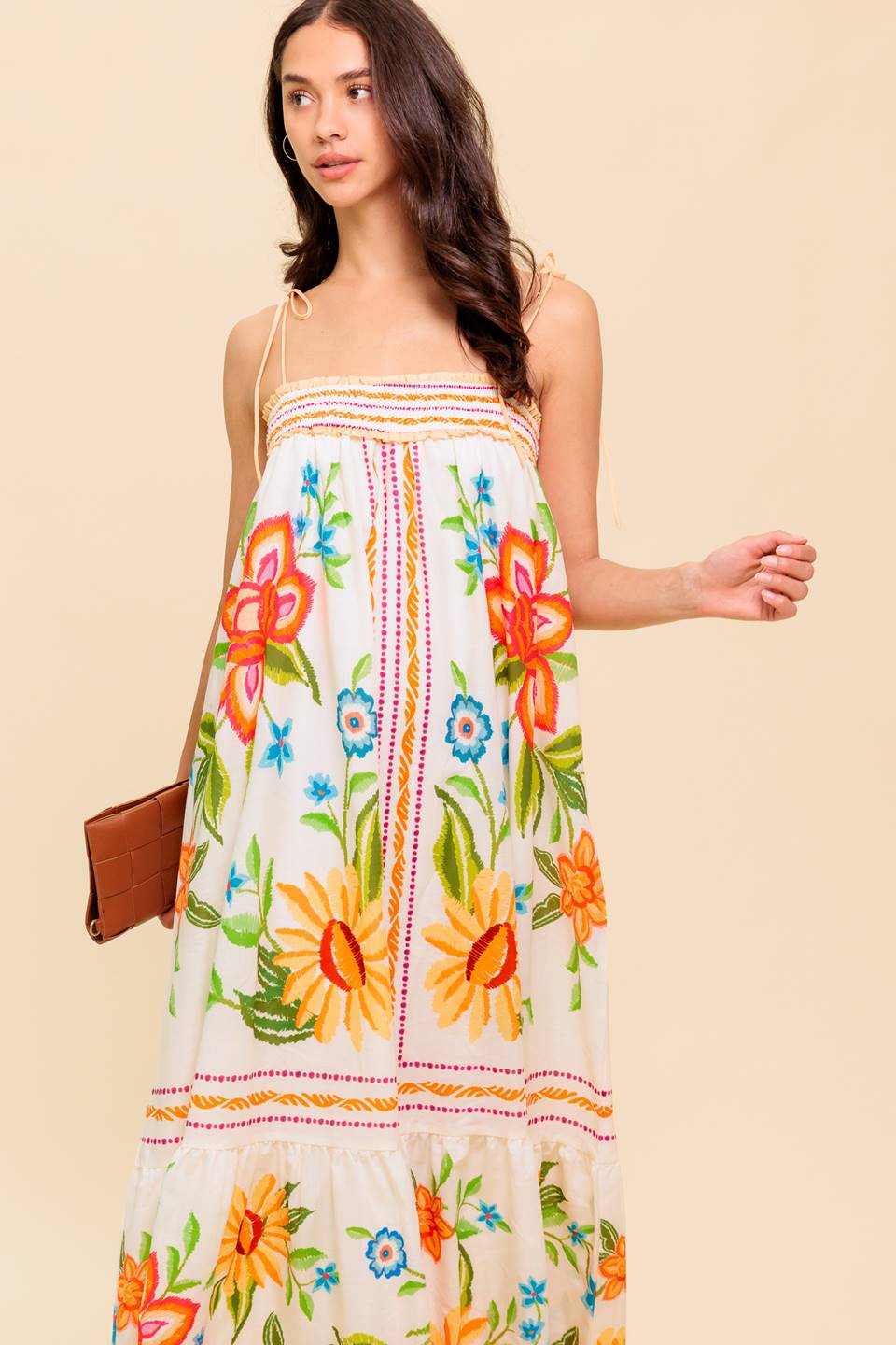 SAID AND DONE IVORY WOVEN MAXI DRESS Flying Tomato